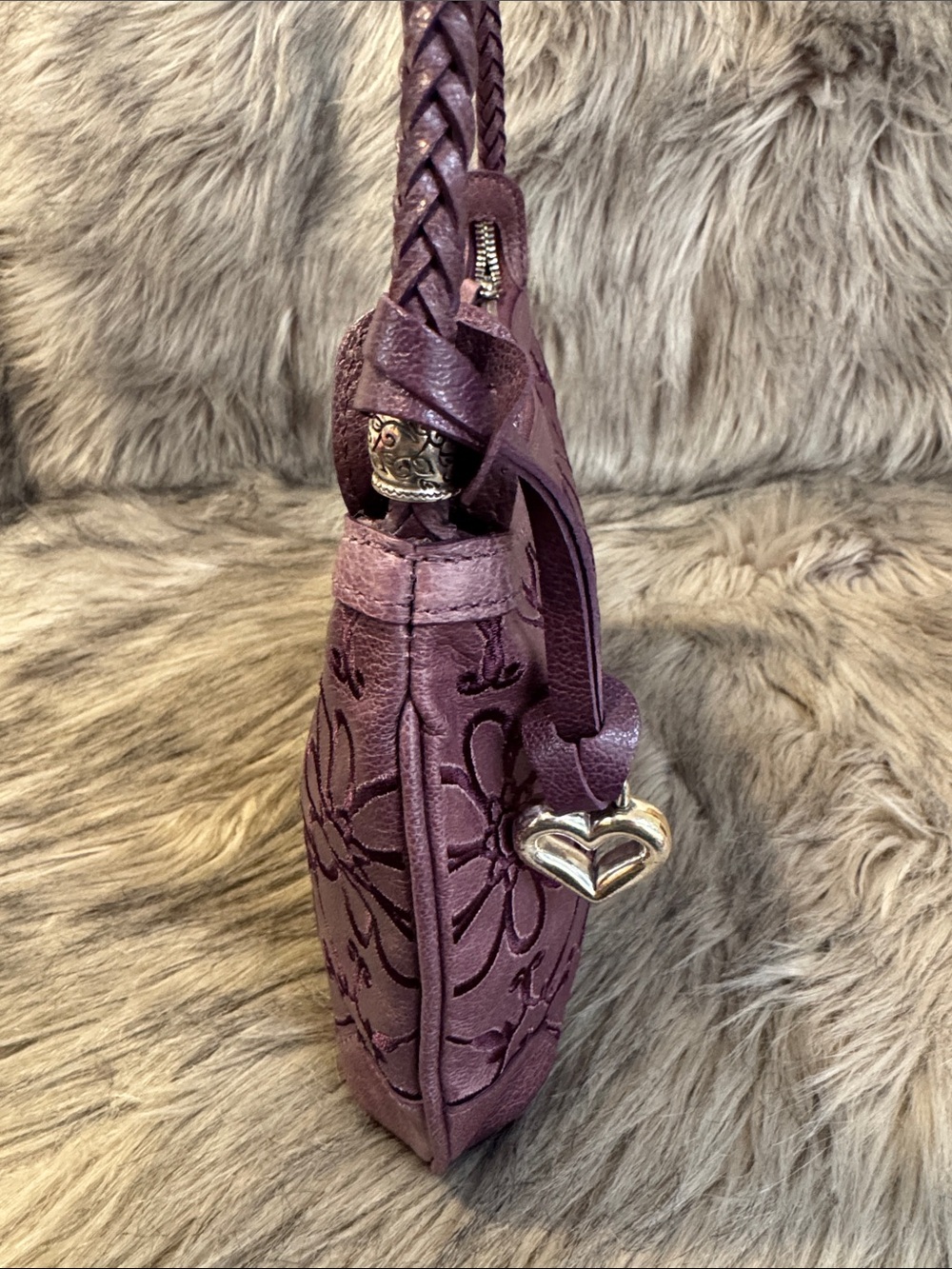 Brighton Purple Floral Embroidered Shoulder Bag - Picture 6 of 9